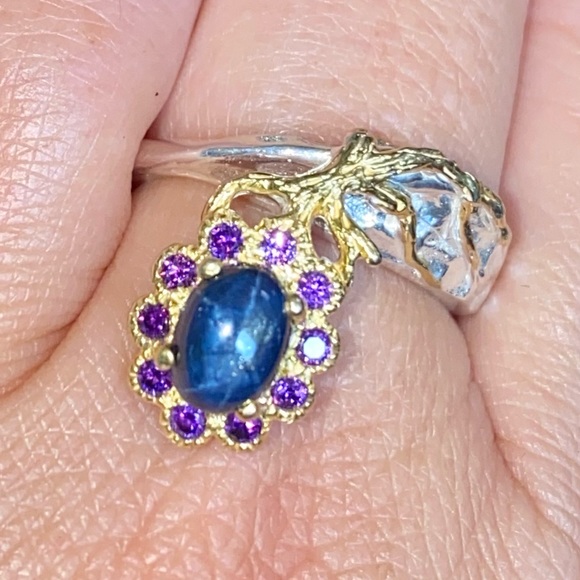 Classy Genuine Blue Star Sapphire Ring - Picture 3 of 11